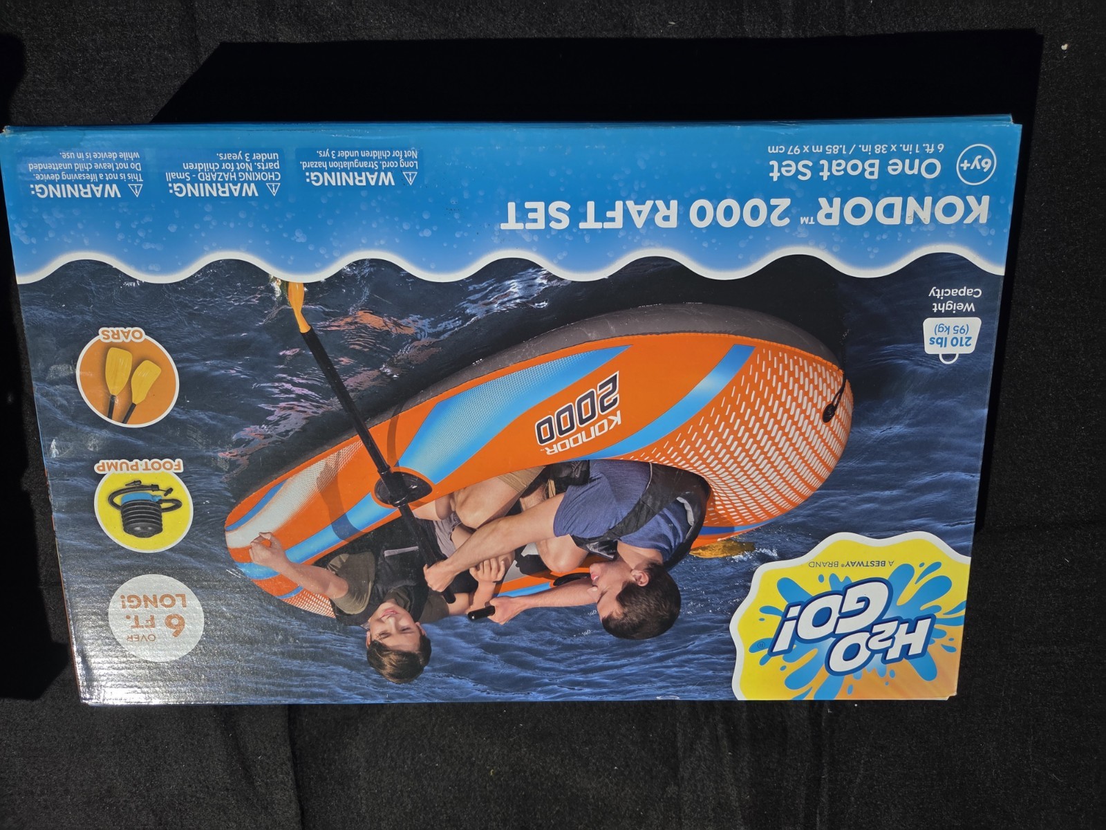 H20 Go Kondor 2000 Raft New Includes Boat, Pair Of Oars Foot Pump inflatable