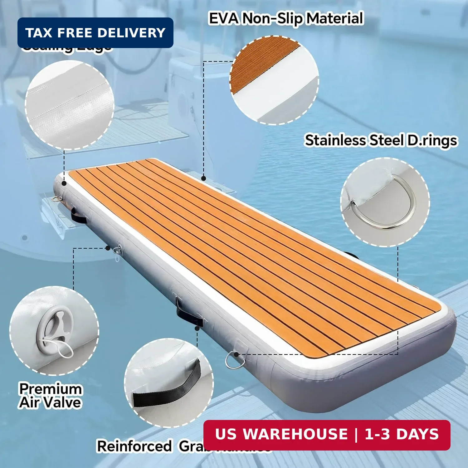 Inflatable Gangway for Boats and Yachts, 6.56 ft Gangway for Boat Dock, Portable