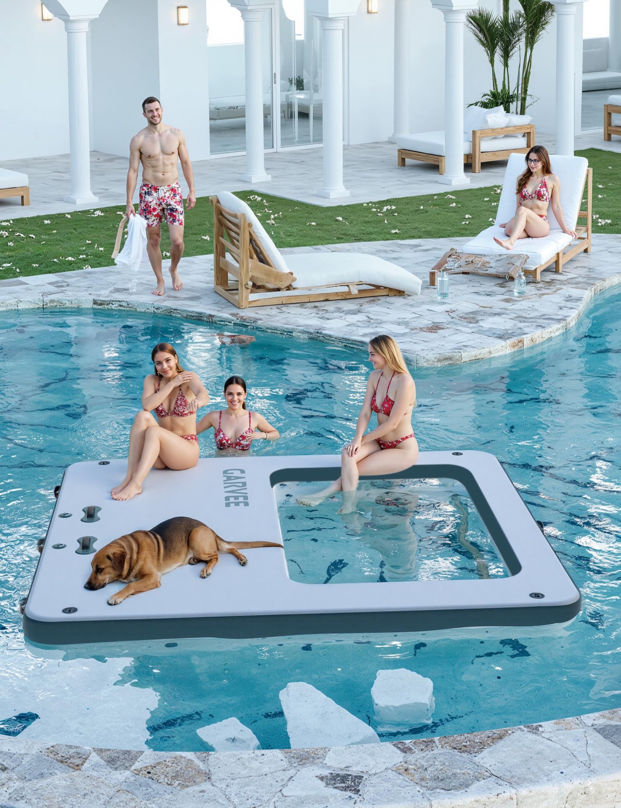 Inflatable Floating Dock 10x10FT Inflatable Dock Platform Mat with Ladder Bag US