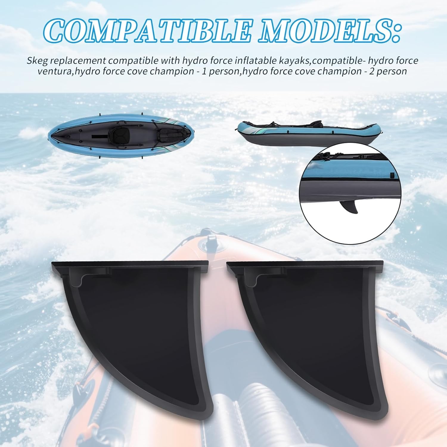 2xSkeg Replace For Tobin Wavebreak Inflatable Kayak,Hydro Force Inflatable Kayak