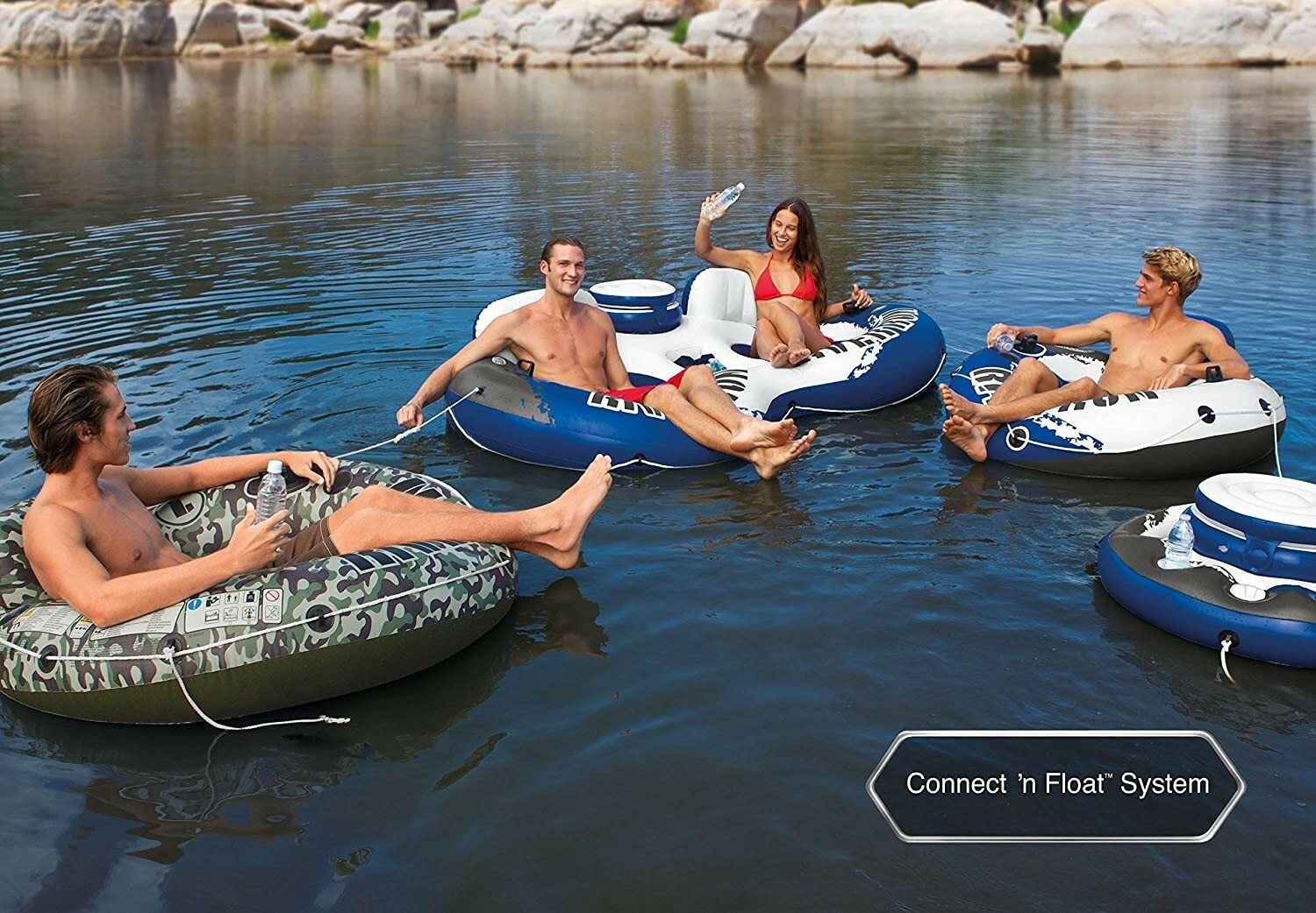 Intex River Run II Sport Lounge, Inflatable Water Float,951/2″ x 62″ (white/red)