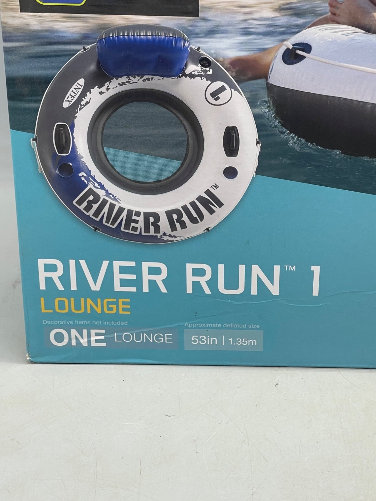 intex river run 1 lounge quantity 1 white blue 53″ connect float system READ NEW