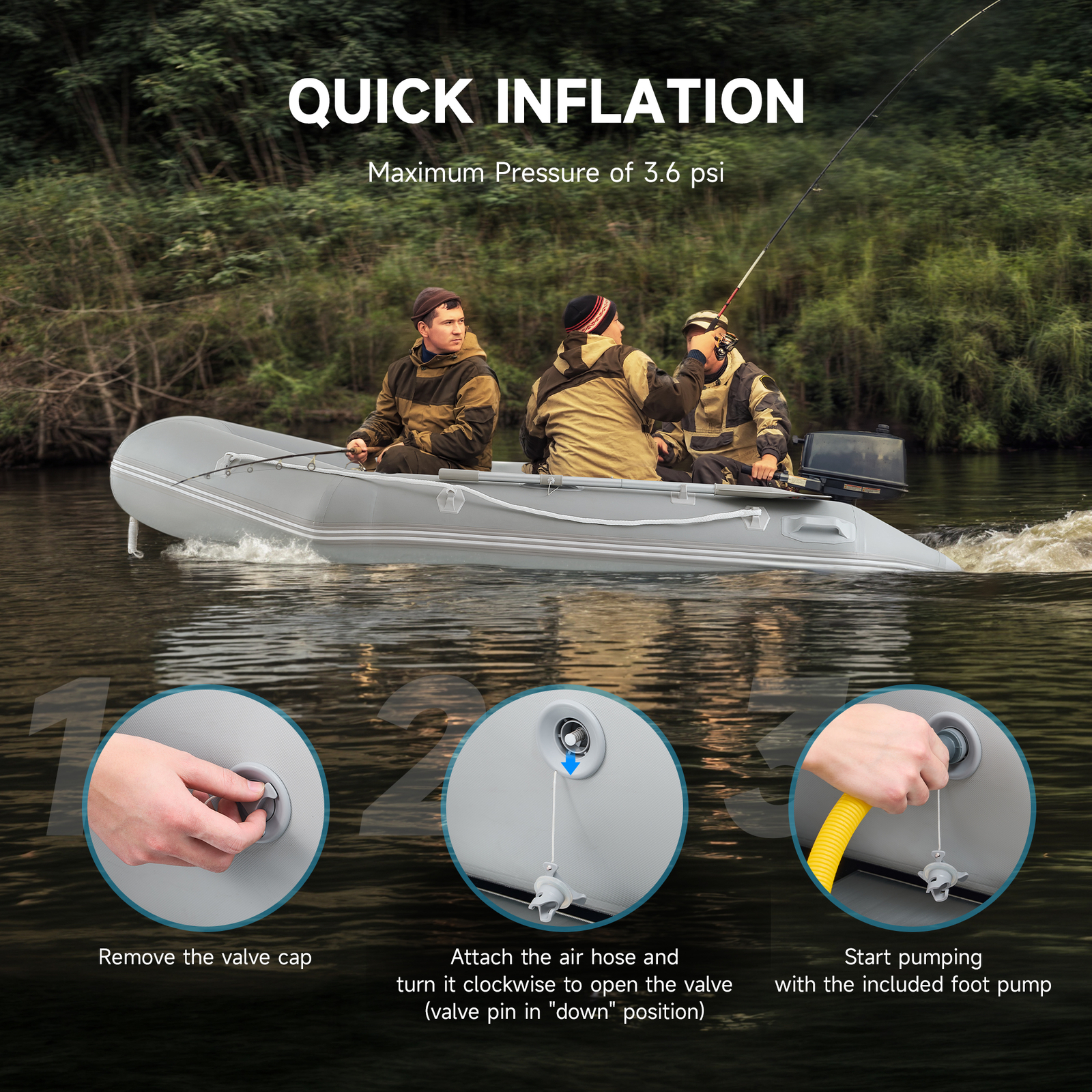 10ft Heavy Duty Inflatable Boat Pontoon Fishing Dinghy Raft Dive Rescue Tender