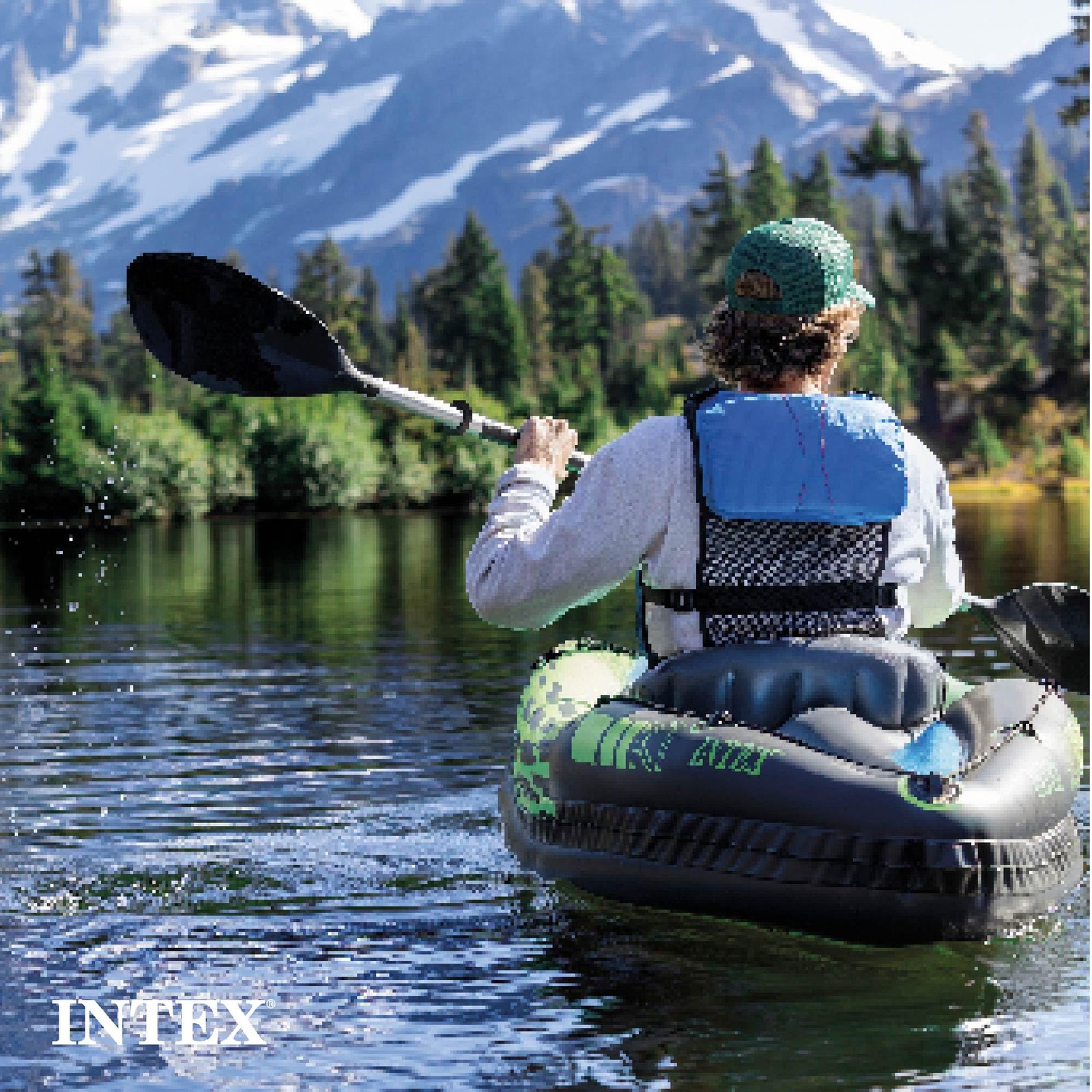 Intex Challenger K1 1 Person Durable Vinyl Streamline 108″ x 30″ x 13″, Green