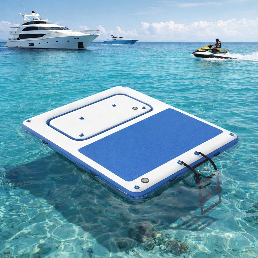10’x8′ Inflatable Floating Dock, Anti-Slip EVA Mat, Quick Inflate, Lake Ocean