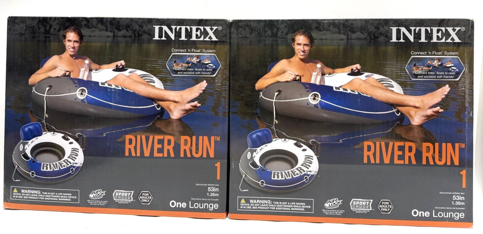 2-pack Intex River Run I Sport Lounge 53 inch Inflatable Water Float Pool River