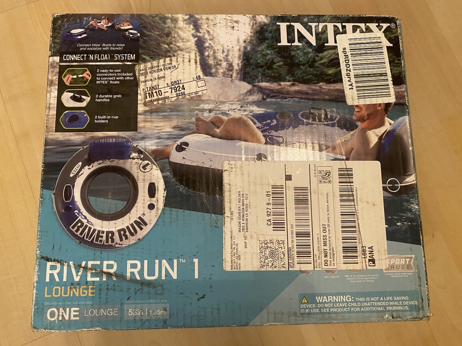 Intex River Run Inflatable Water Tube Lounge 1 Outdoor Lazy River Float 53in NEW
