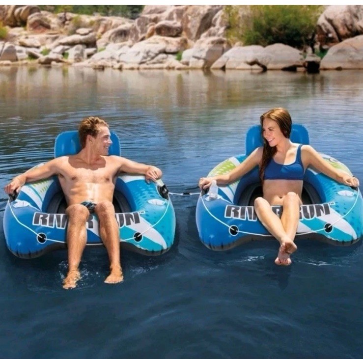 Intex River Run 1 Inflatable Floating Water Lounge Tube Raft, 2pk