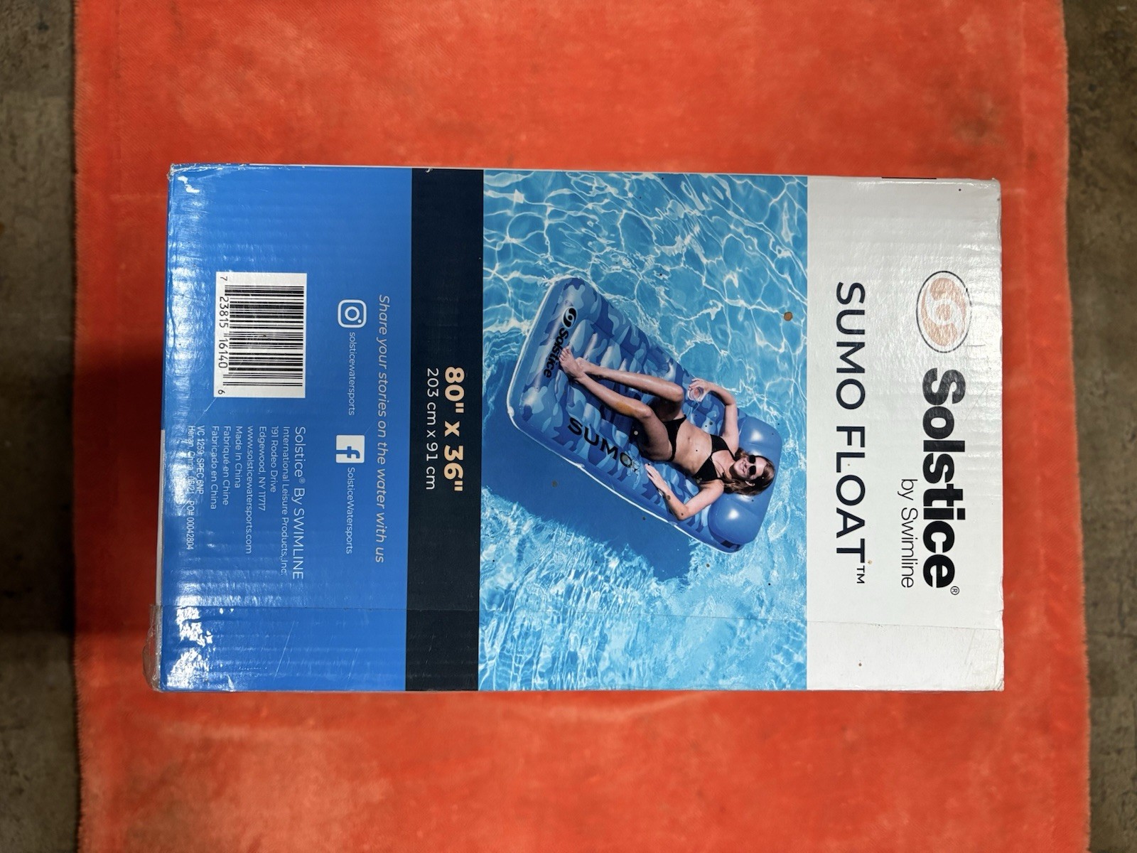 Solstice Massive Sumo Size Inflatable Swimming Pool Float With Pillow Head Rest