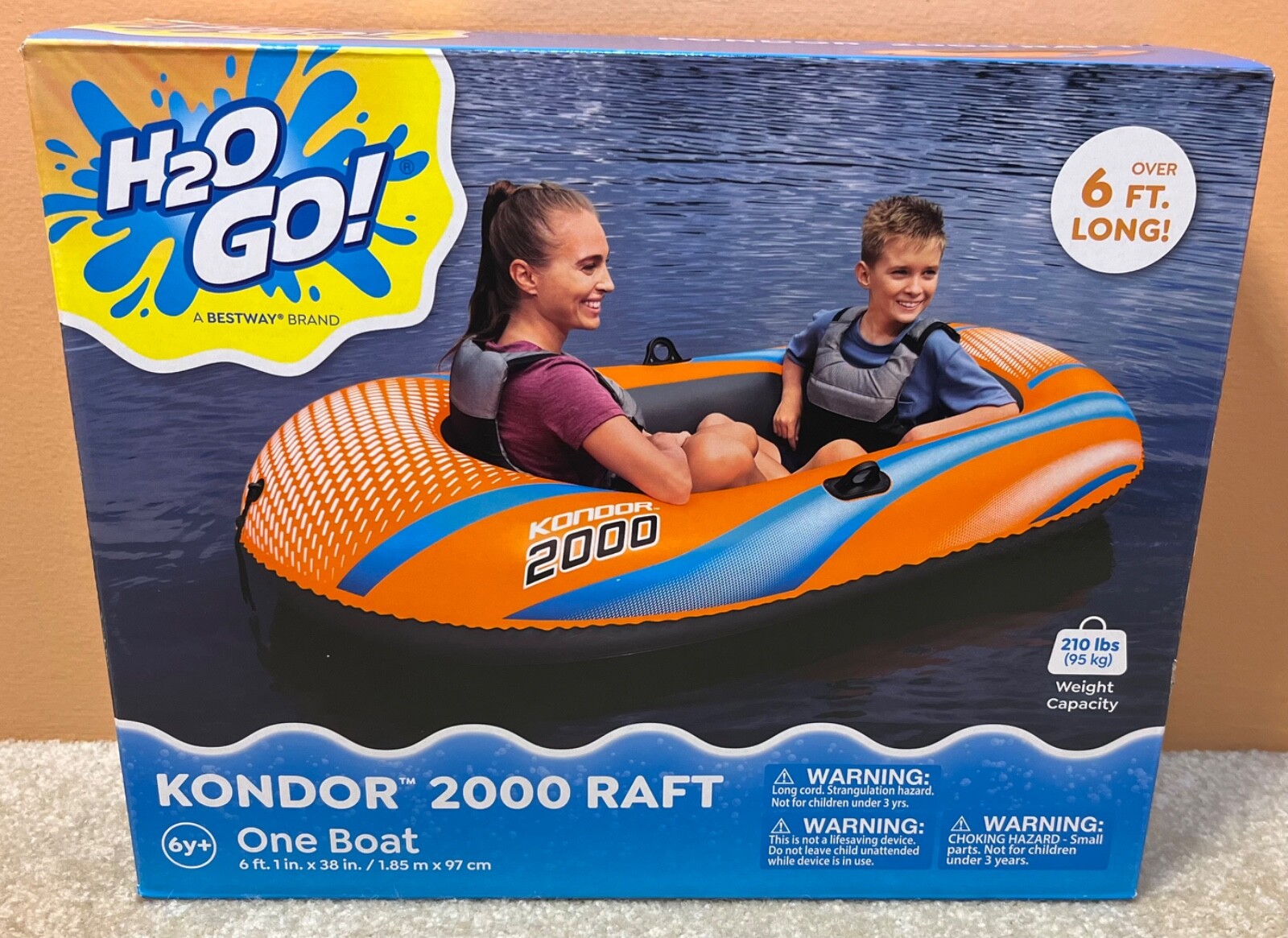 Bestway H2O Go 6 ft x 38 in. Kondor 2000 Inflatable Boat 210 lbs Water Pool Raft