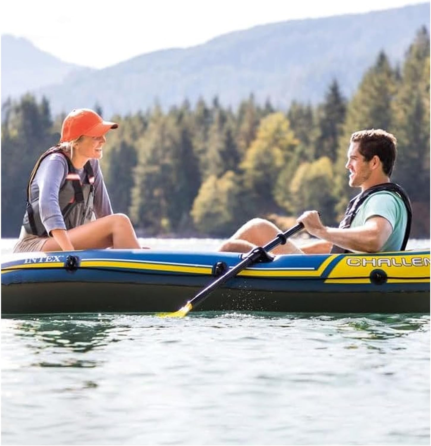 INTEX Challenger Inflatable Boat Set: Includes Deluxe 48In Boat Oars and High-Ou