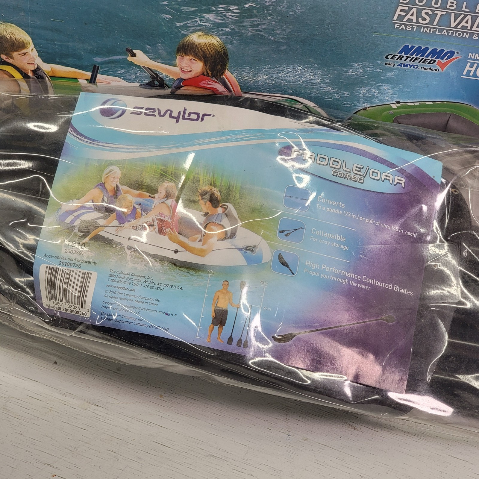 HUI 200 Sevylor 2 Person 6ft Inflatable Raft Boat Holds Up to 370lbs W/ Paddles
