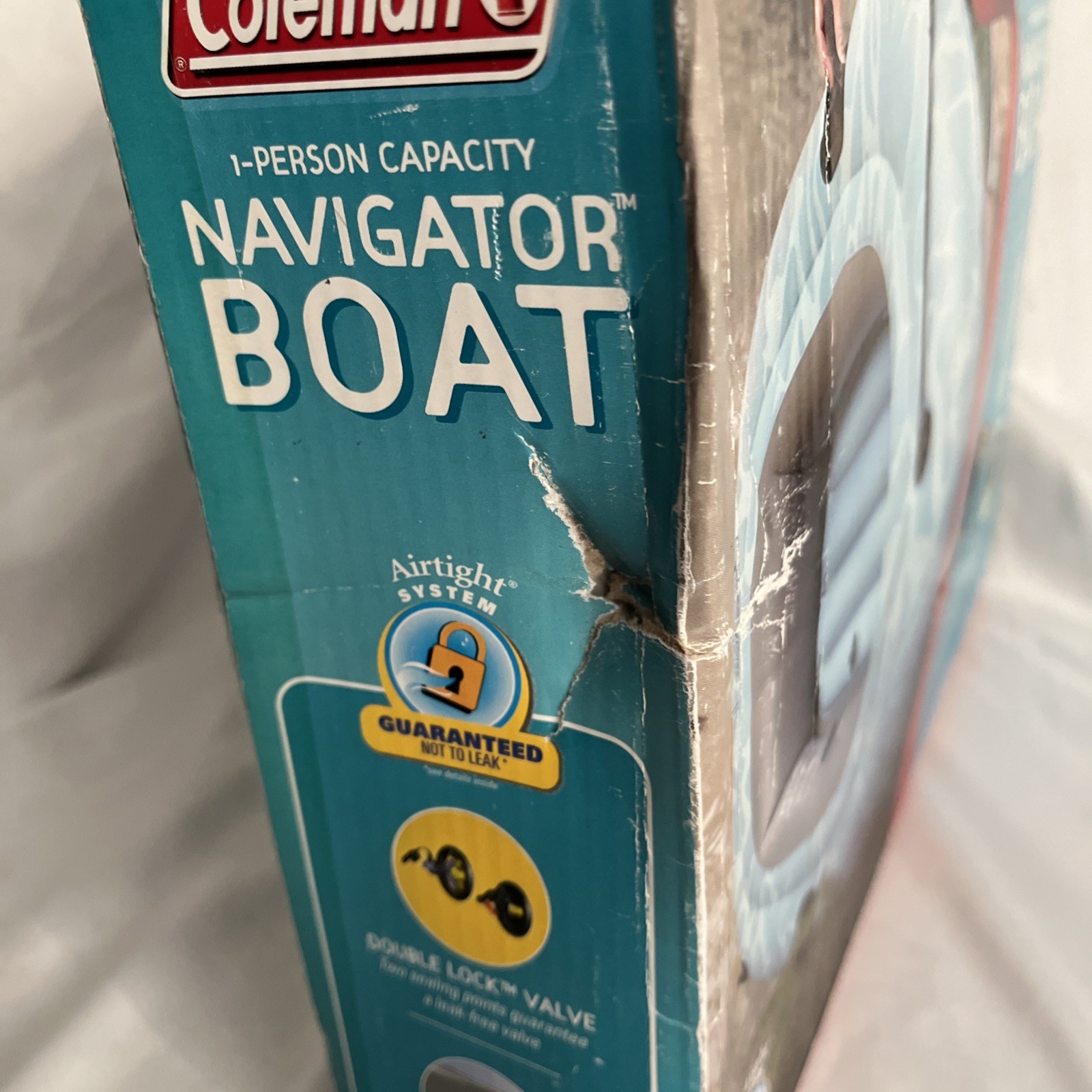 New Coleman Navigator Inflatable Boat Heavy Duty Priced Low bc Slight Damage Box