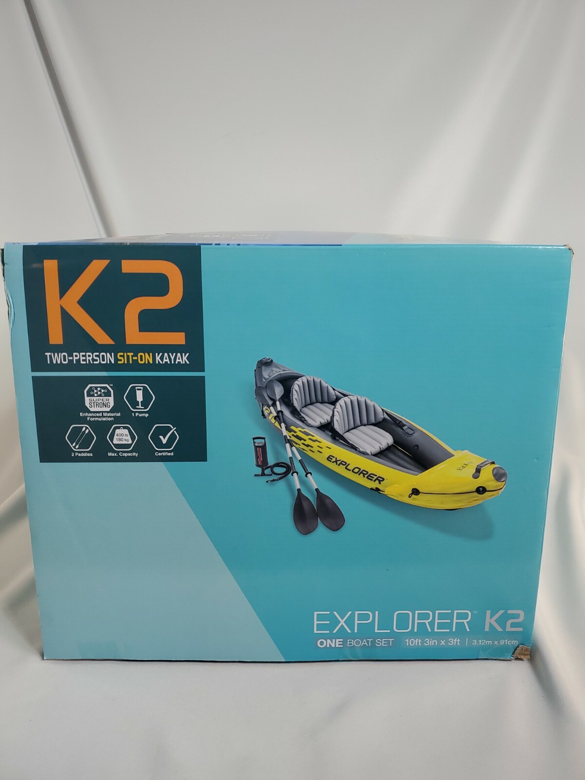 Intex Explorer K2 Inflatable Kayak with Oars and Hand Pump In Hand! Ships Fast!