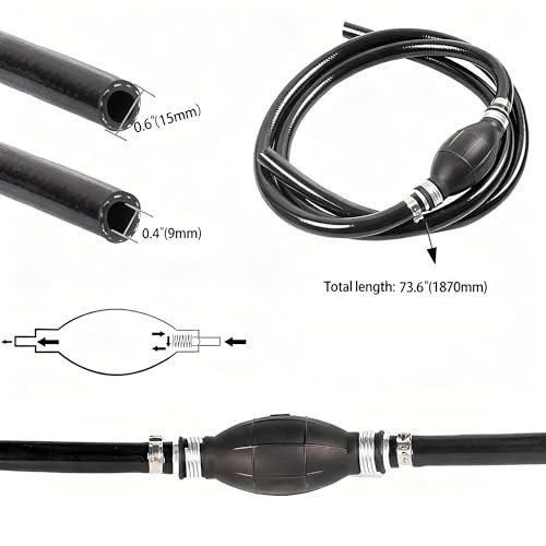 Fuel Line Assembly Fuel Line Assembly with Primer Bulb, 6FT Nylon 3/8 Inch