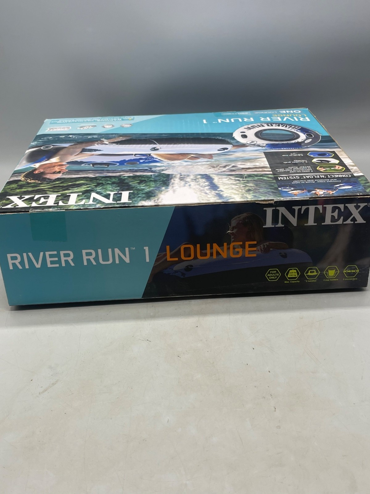 intex river run 1 lounge quantity 1 white blue 53″ connect float system READ NEW