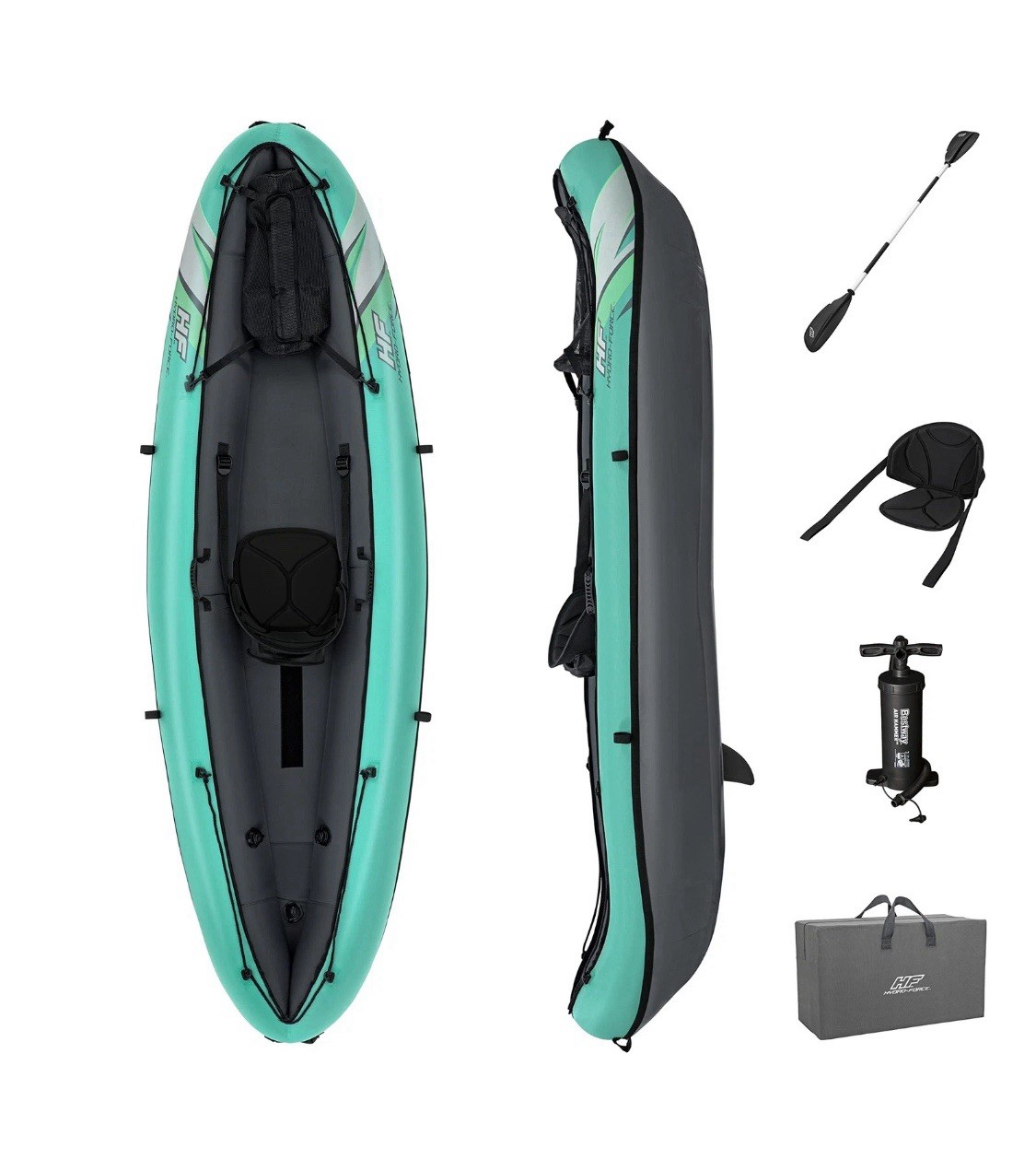 Hydro Force Inflatable Kayak Set | Includes Seat, Paddle, Hand Pump, Storage Car