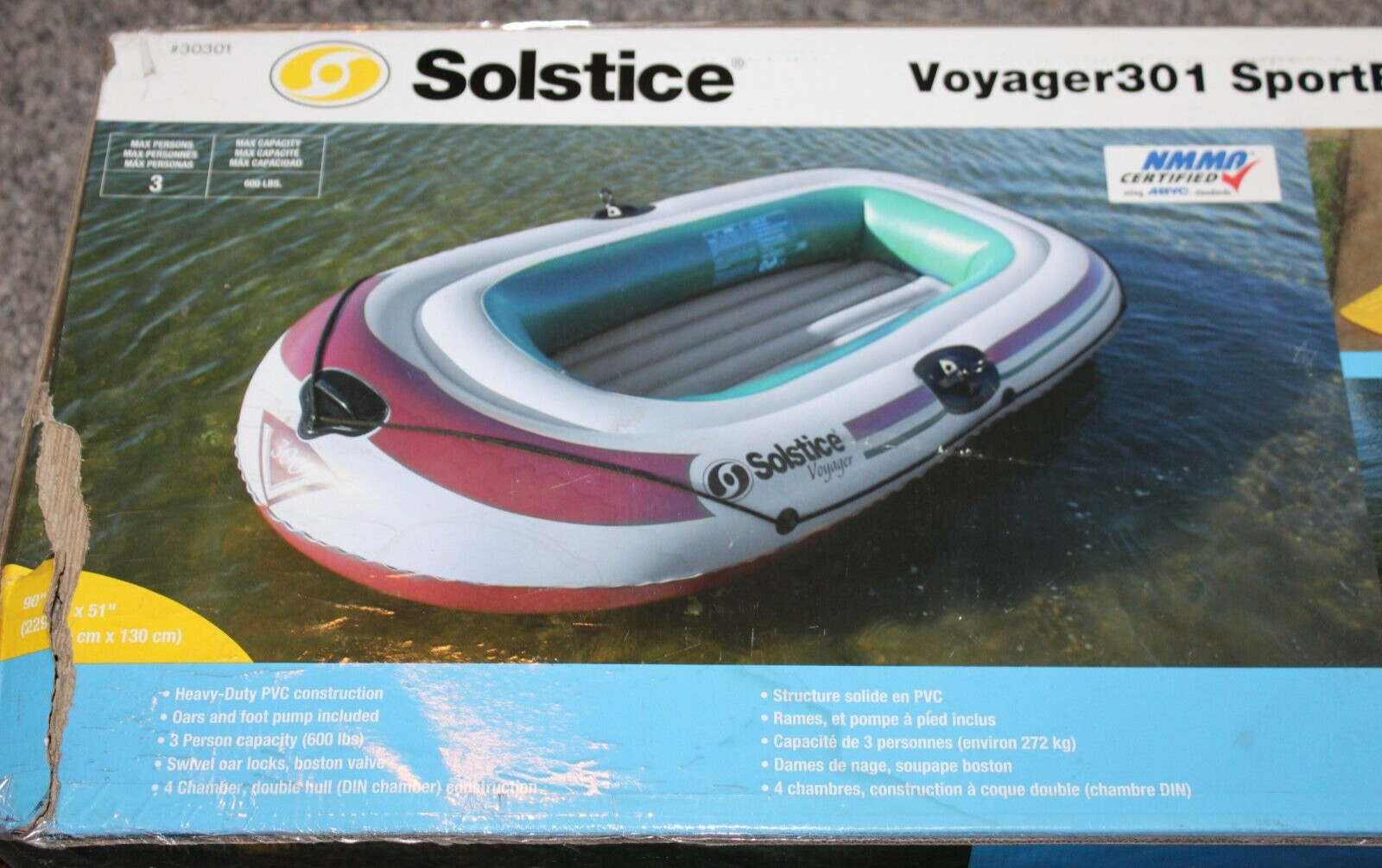 SOLSTICE Voyager301 SPORTBOAT Kit 3-Person Inflatable Fishing Boat Complete Kit