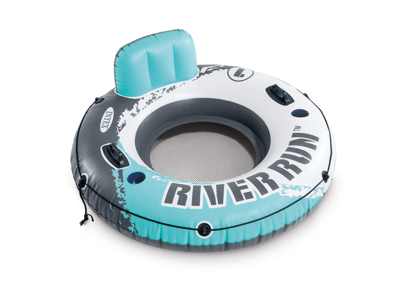Intex River Run 1 Inflatable Floating Lounge w/Backrest, Built-in Cup Holders, G