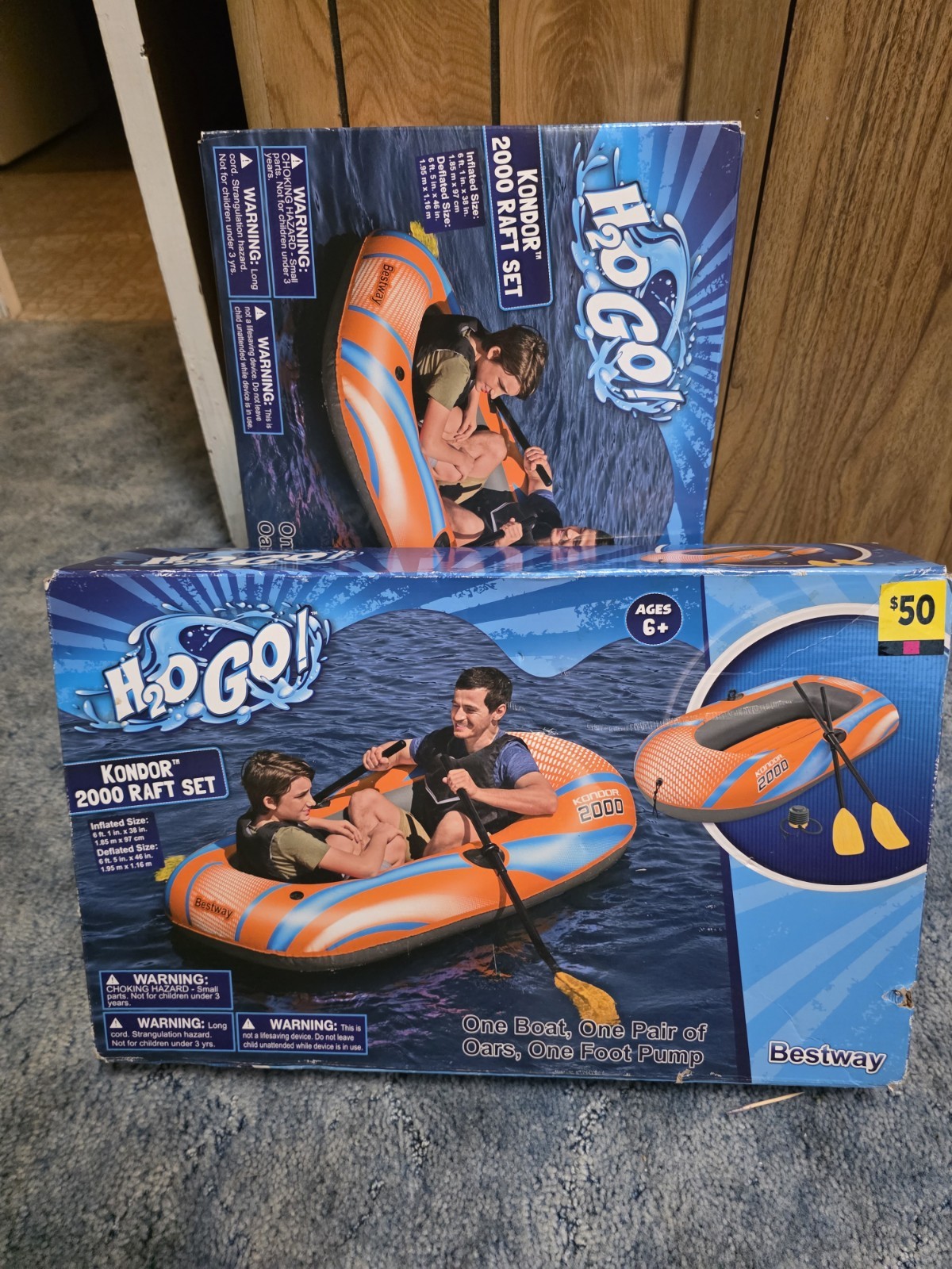 Set of two. Bestway H2O Go! Kondor 2000 Inflatable Raft Set w/ Oars & Foot Pump