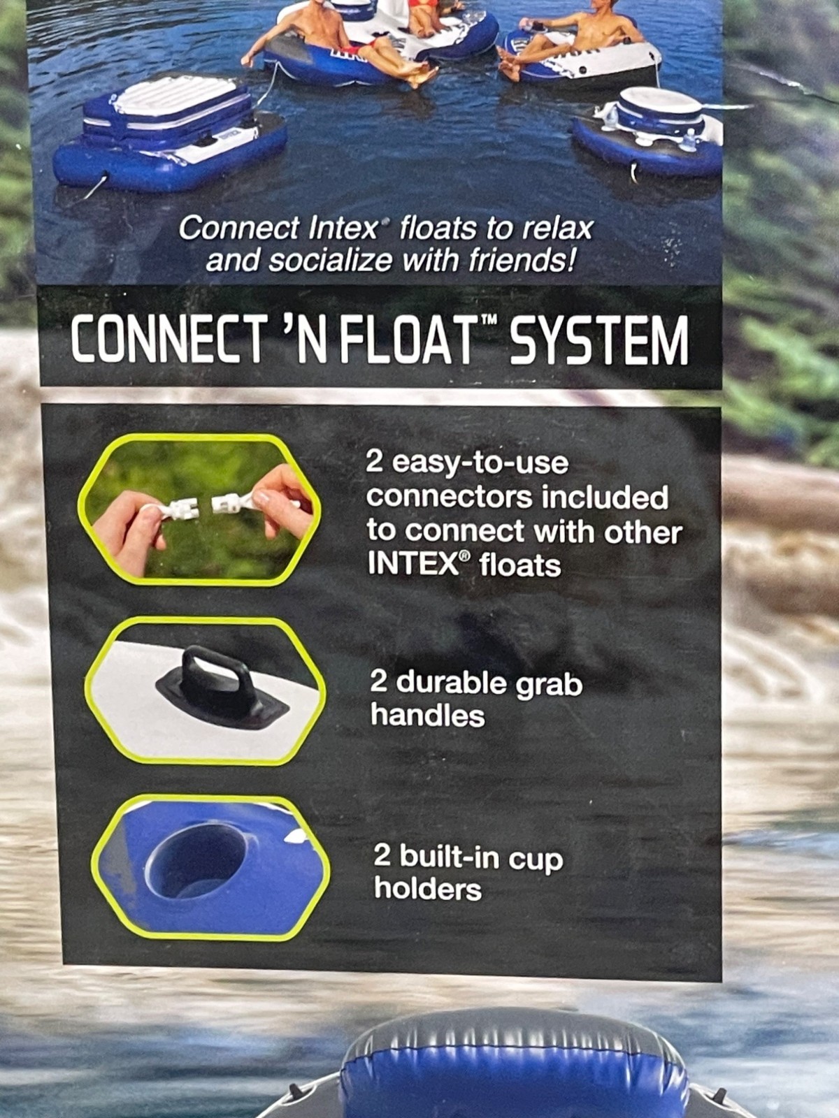 intex river run 1 lounge quantity 1 white blue 53″ connect float system READ NEW