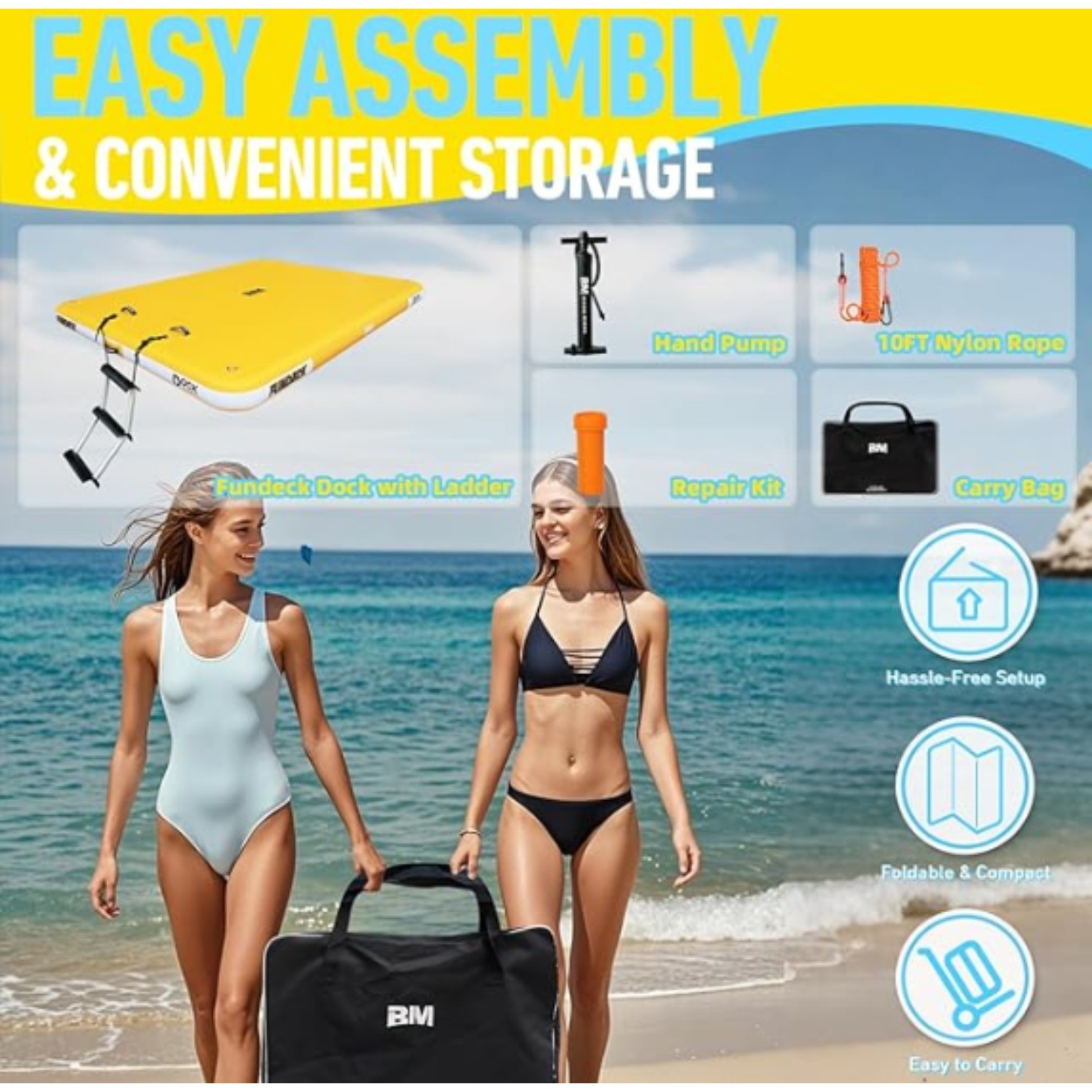Inflatable Floating Dock, Swim Platform, Floating Deck Raft Mat Non-Slip Surface