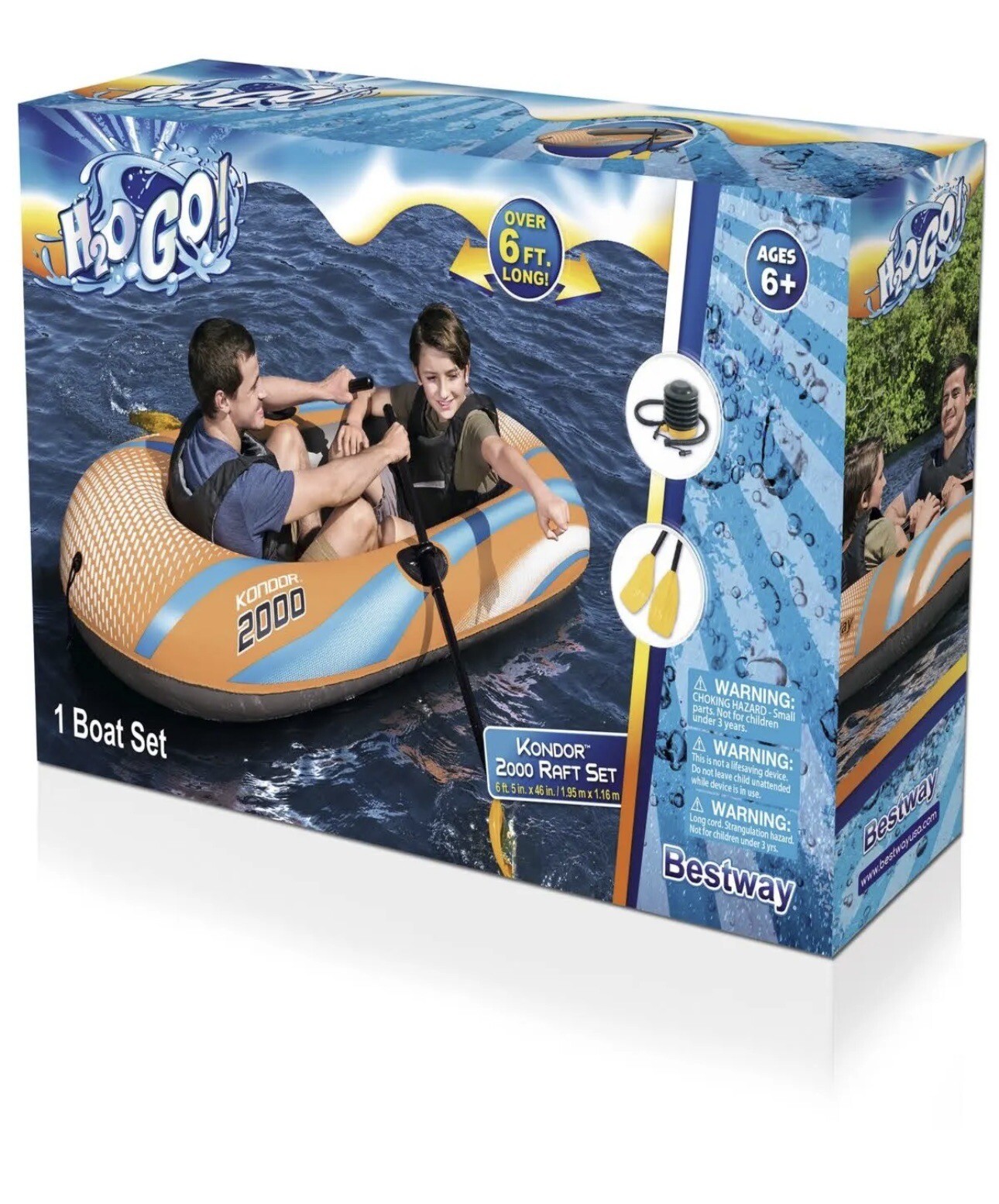 NEW Bestway 61142E Kondor 2000 Raft Set Inflatable Boat Orange