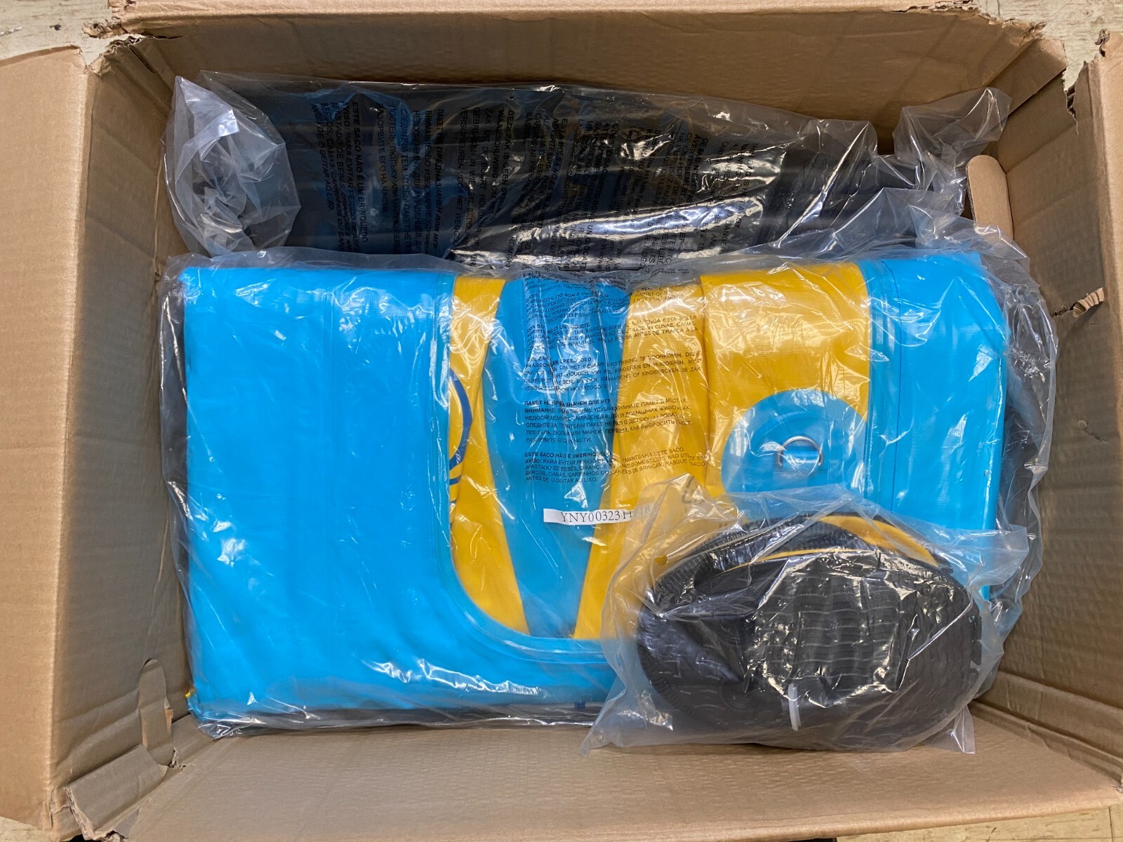Inflatable Blue and Yellow Zray Tahiti Kayak Set with Paddles 156-Inch