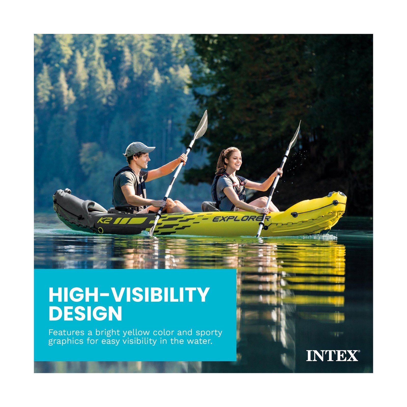 Intex 68307EP Explorer K2 Inflatable Kayak Set: Includes Deluxe 86in Aluminum…