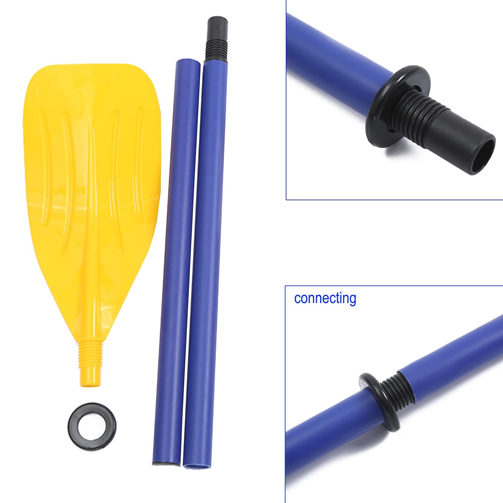 Jashem Inflatable Boat Oars Kid Size, 1 Pair PVC Kayak Large, blue and yellow