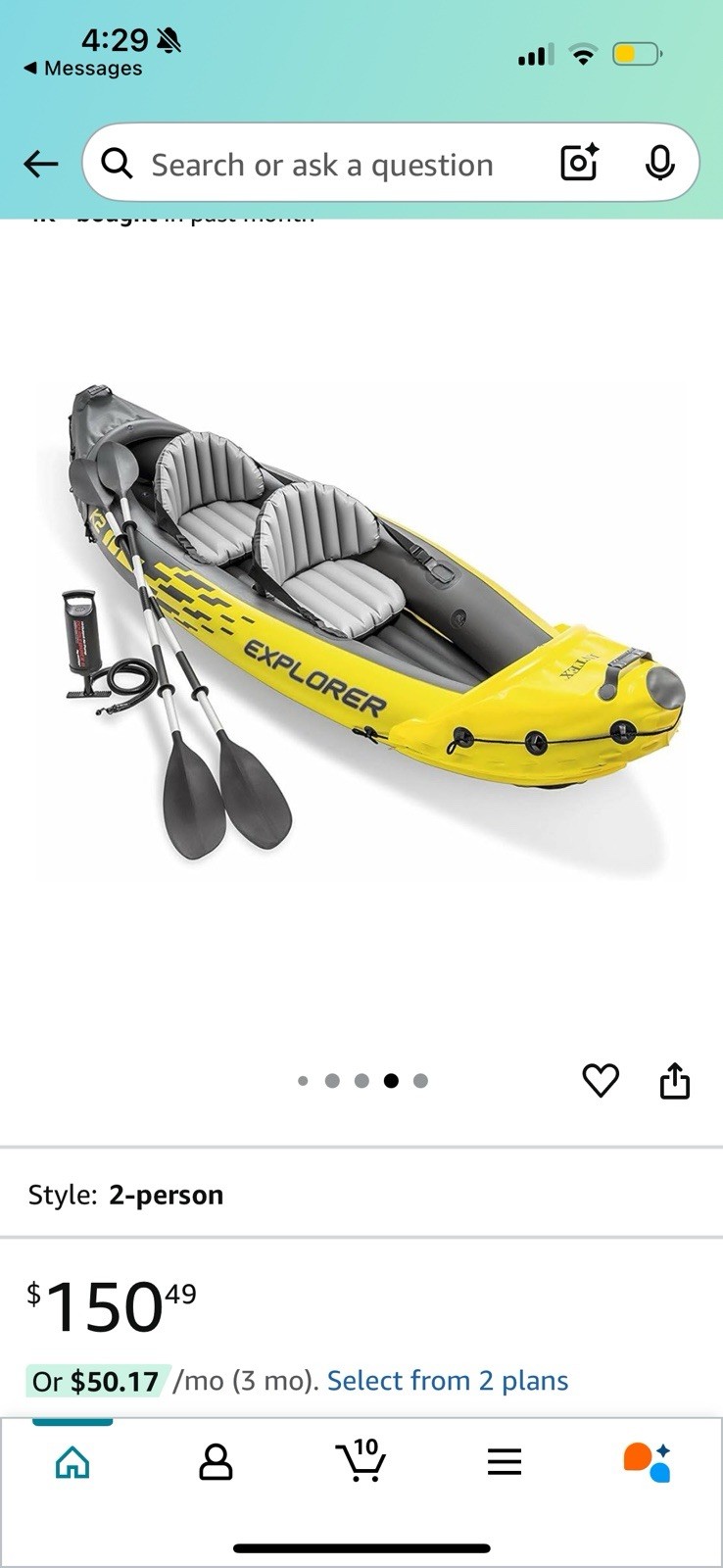 Intex Explorer K2 2-Person Inflatable Kayak with Aluminum Oars (68307EP)