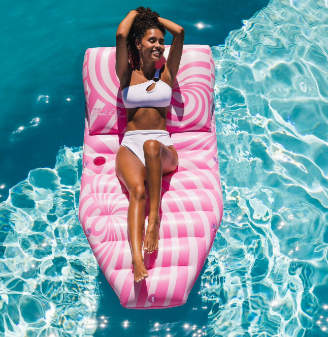 Float Life by Funboy Pink Twist Sun Lounger Pool Float, 65» Long