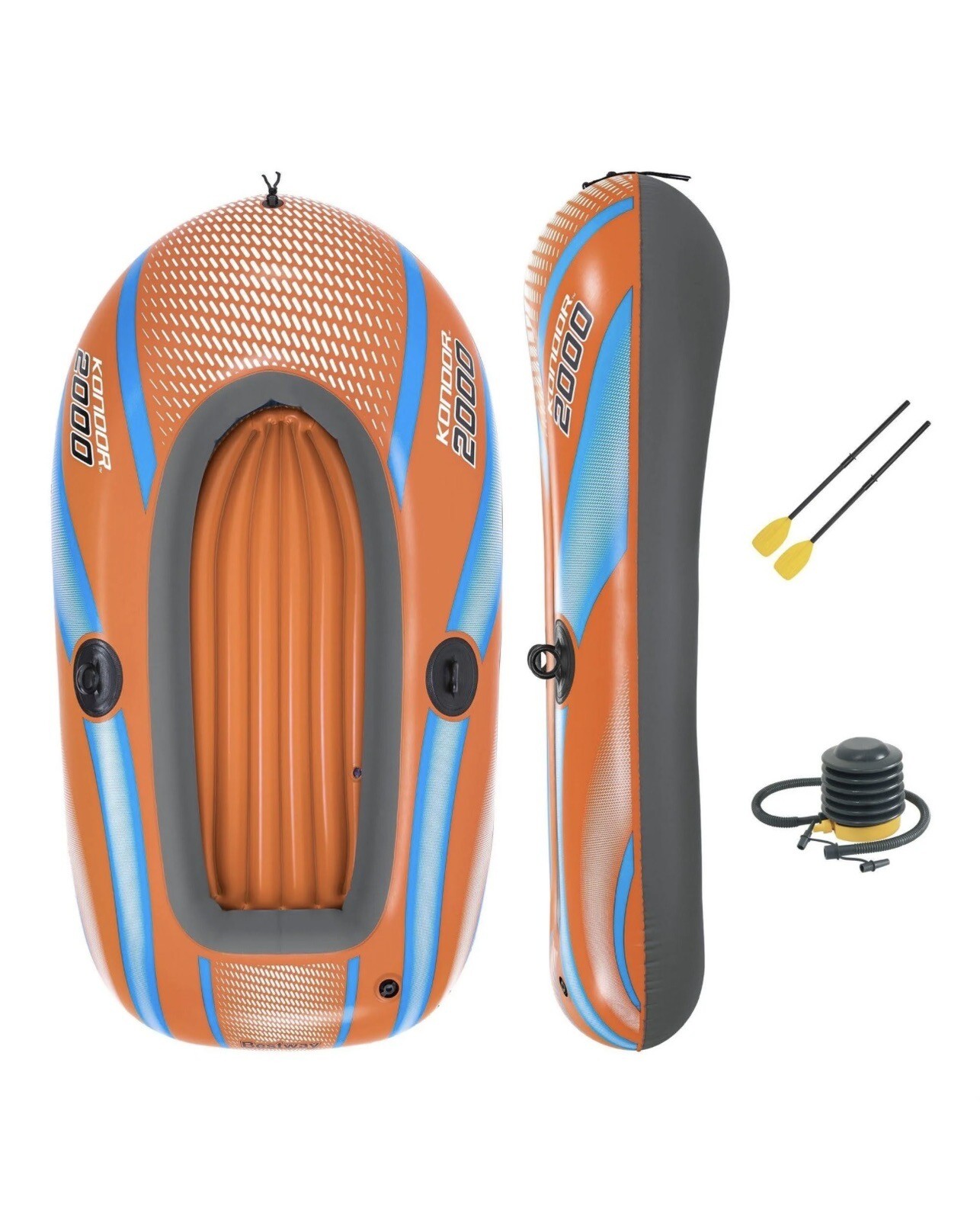 NEW Bestway 61142E Kondor 2000 Raft Set Inflatable Boat Orange