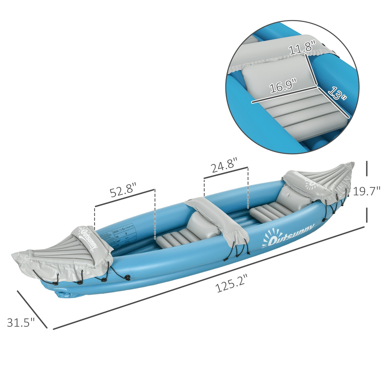 Inflatable Kayak for Adults, 2 Person Fishing Kayak, Portable Bag, Blow Up Boat