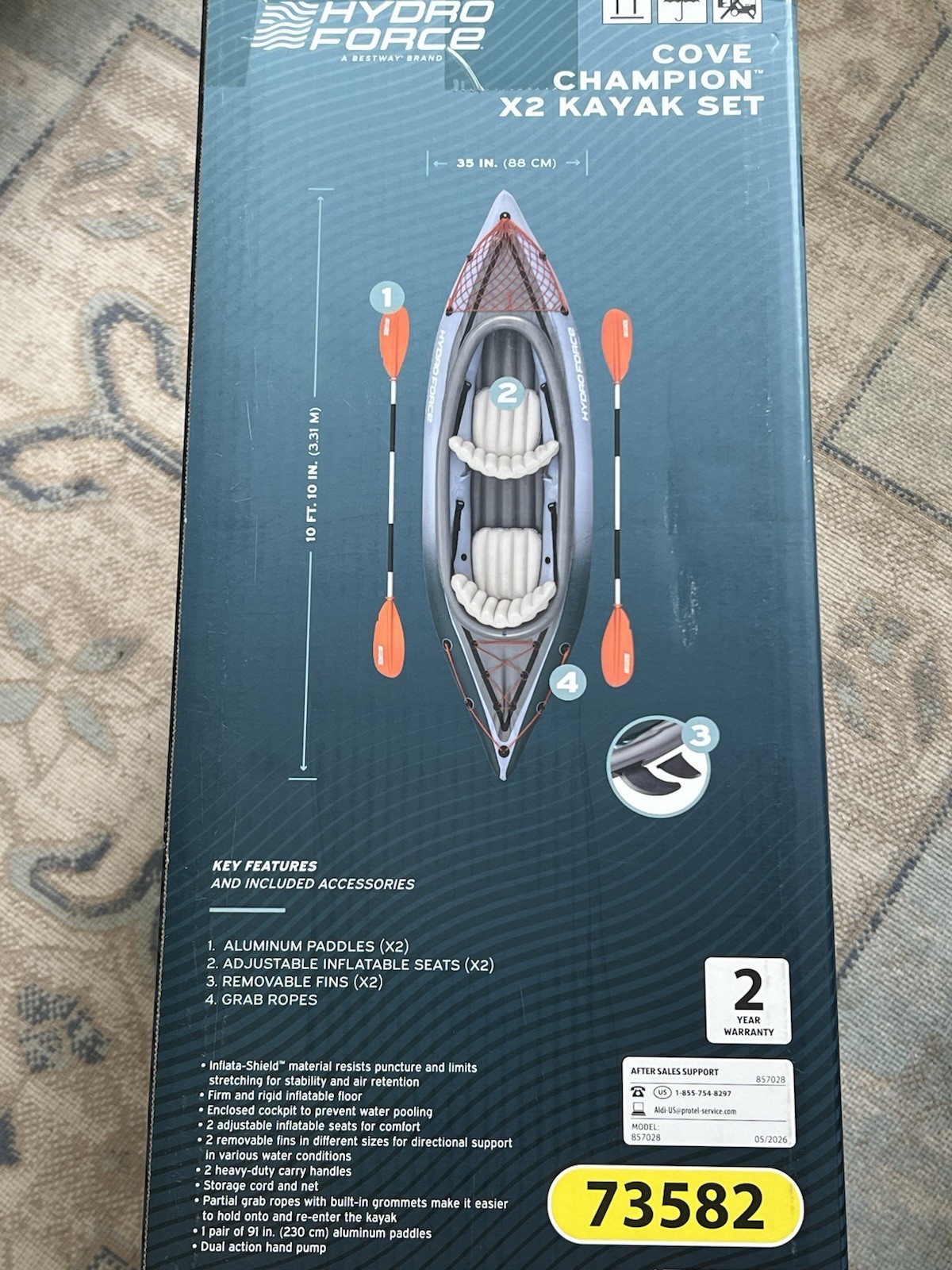 Hydro-Force Cove Champion X2 Kayak Set 73582 Inflatable-Shield 10ft 10in x 35in