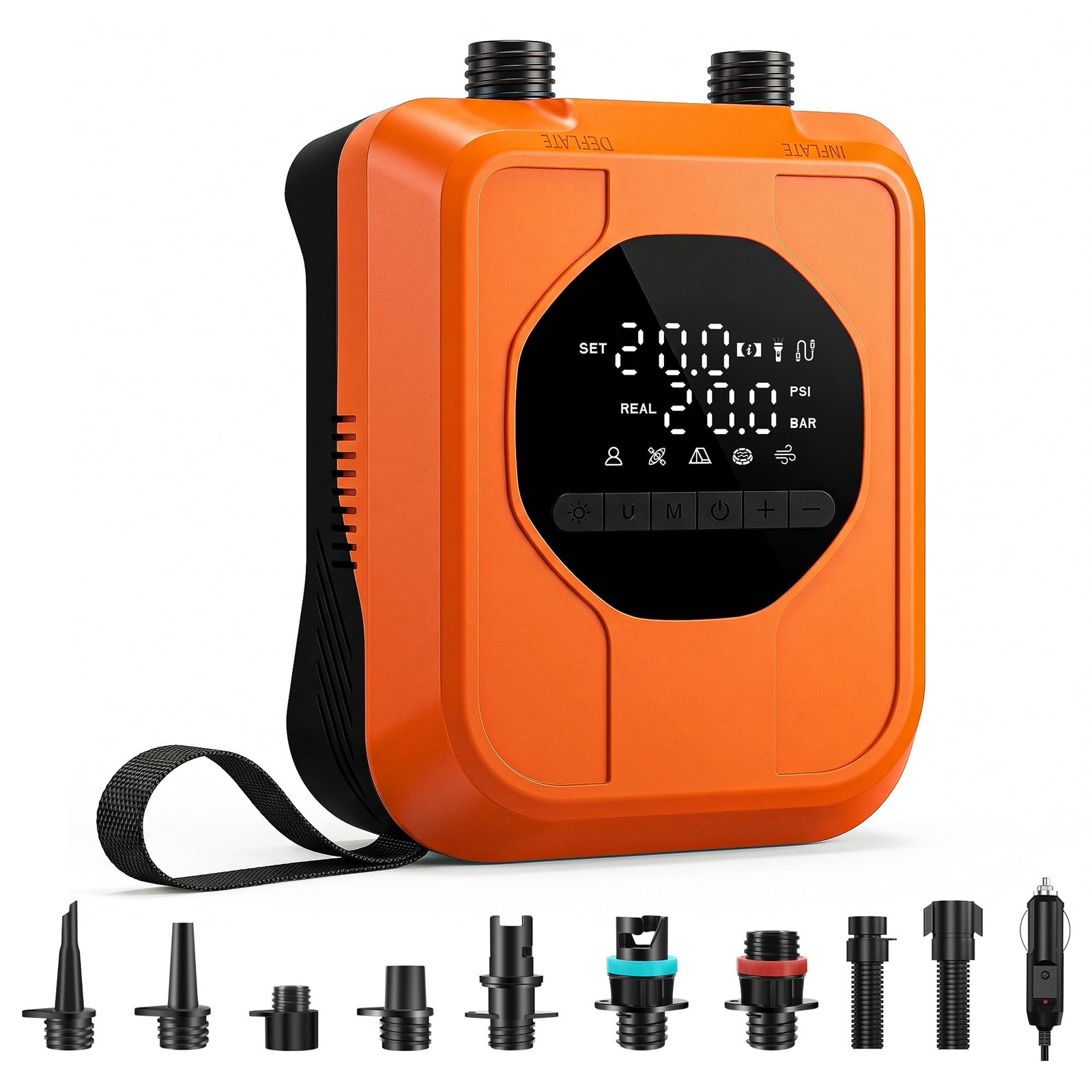12V Car-Powered Paddle Board Pump, Electric SUP Pump with Compact, Orange