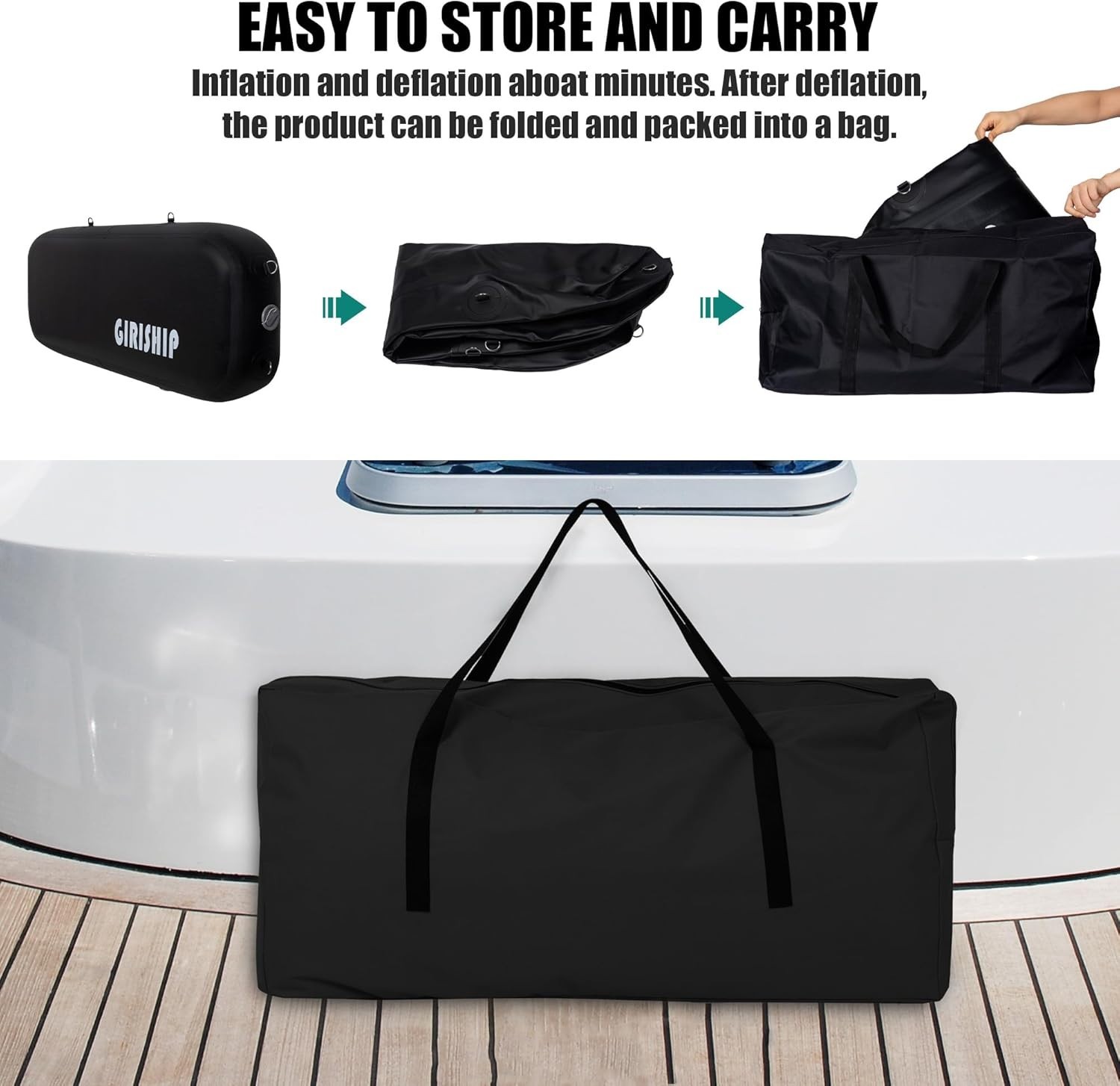 Sturdy 6/10FT Inflatable Dock Fenders with Storage Bag – Ideal for Marine Crafts