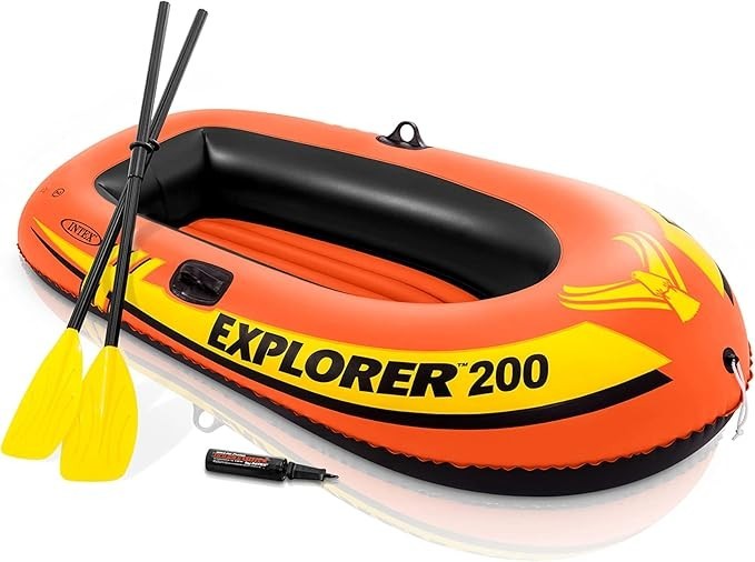 INTEX Explorer Compact Inflatable Boat Dual Air Chambers Oar Locks