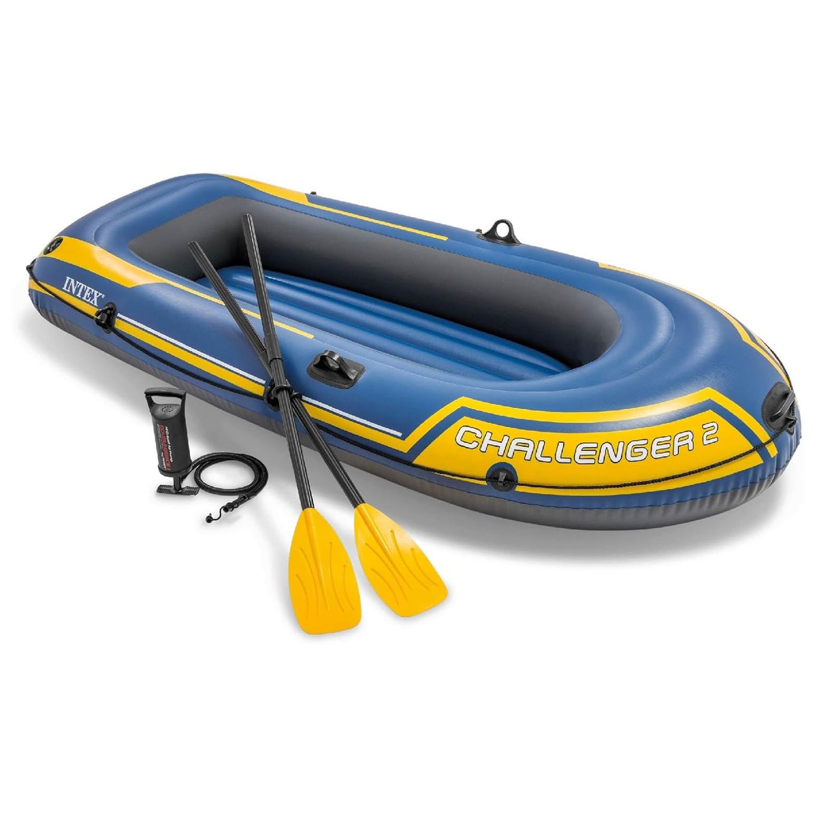 INTEX 66312EP Challenger 2 Inflatable Boat Set with 48″ Oars, Pump, & Oar Locks