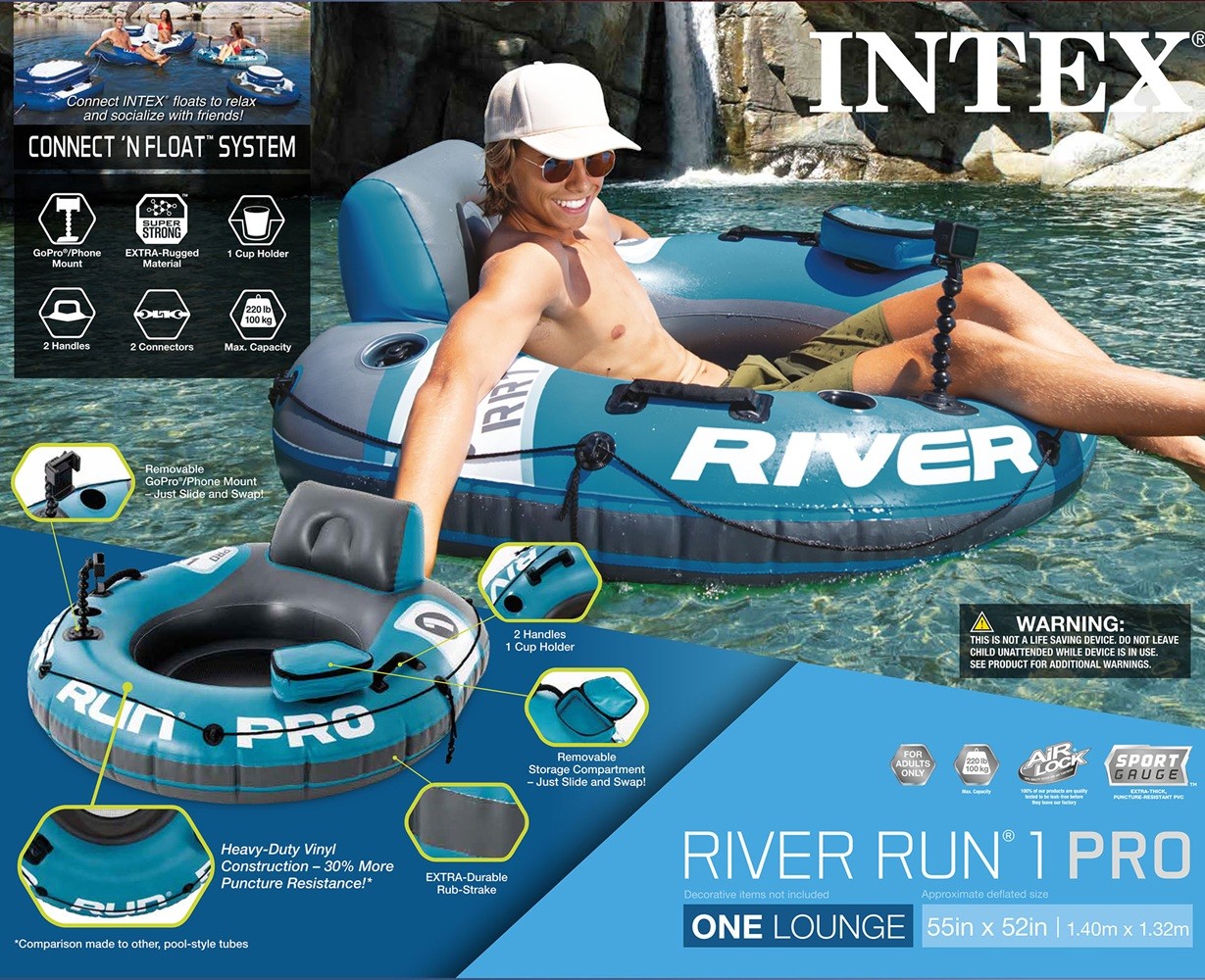 Intex River Run 1 Pro Inflatable Floating Lake Tube 49in X 48in X 20in