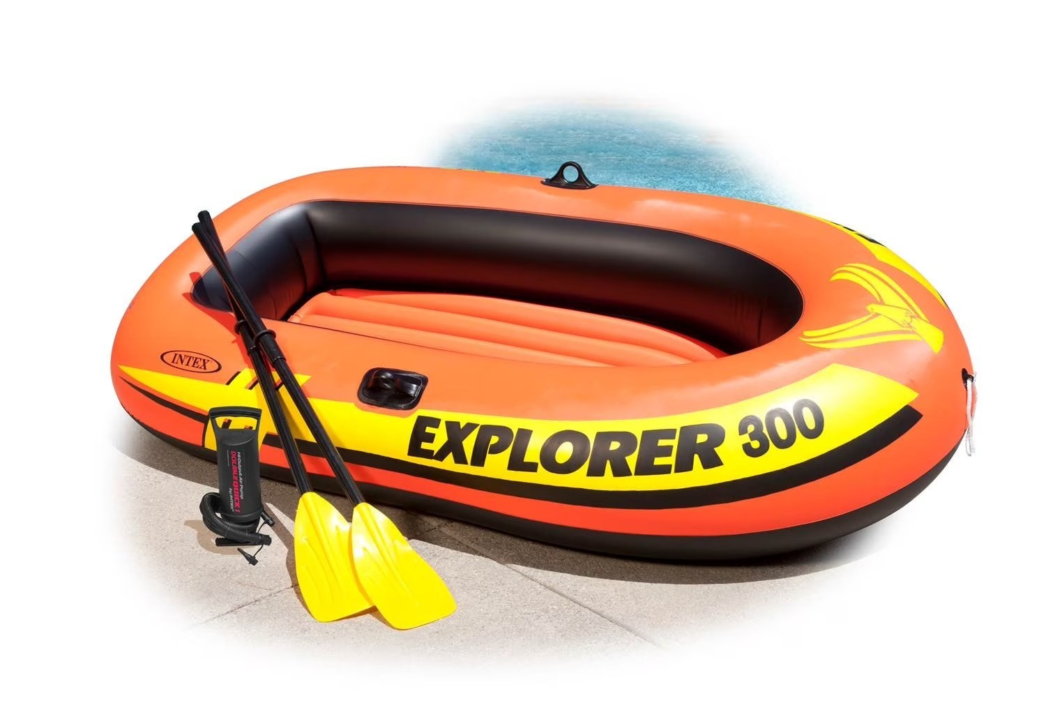 Intex Explorer 300 Compact Inflatable 3 Person Raft Boat w/ Pump & Oars