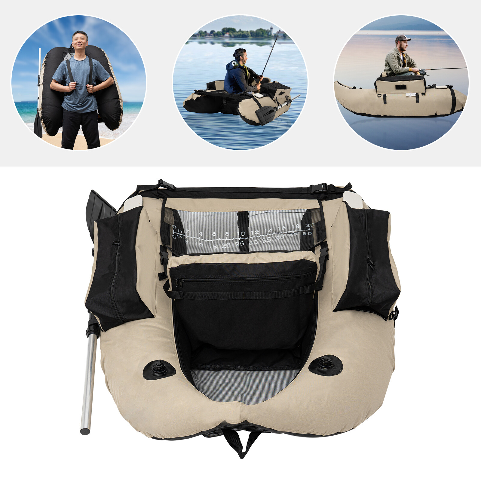 Gray Inflatable Boat Raft Fishing Dinghy Tender Pontoon Dive Rescue Heavy Duty