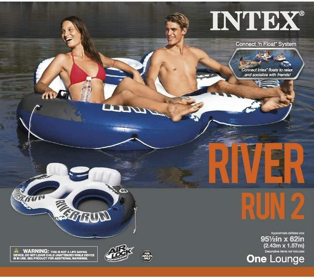 Intex River Run II Sport Lounge, Inflatable Water Float,951/2″ x 62″ (white/red)