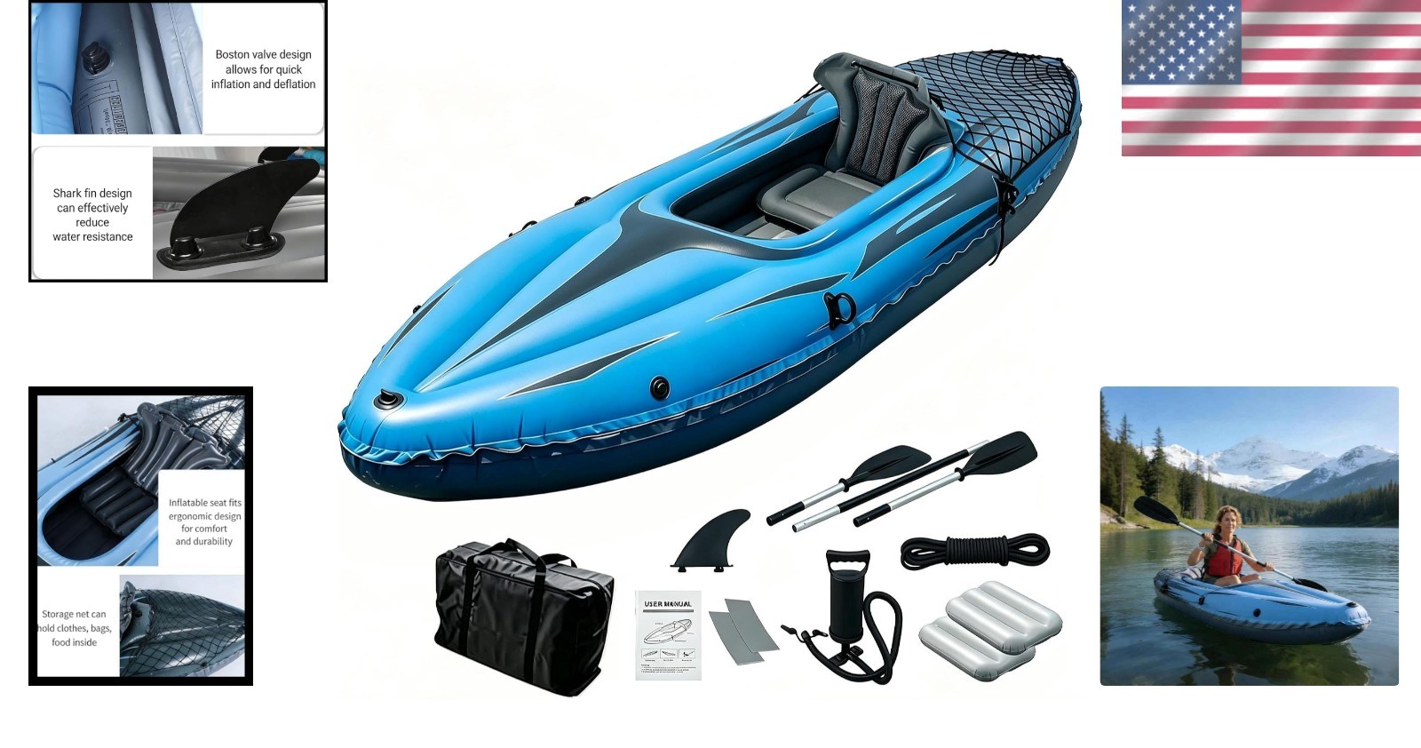 Lightweight 9ft Fishing Kayak with Aluminum Oars – Perfect for Lakes & Rivers