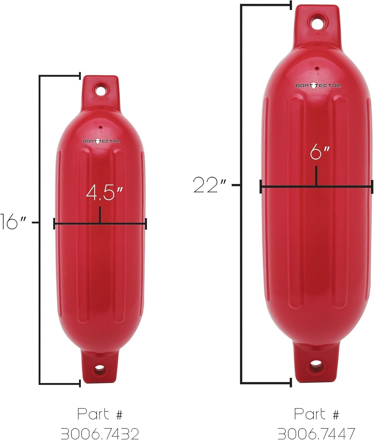 Protect Your Boat with 2 Inflatable Fenders – 4.5″ x 16″ Bright Red Pack