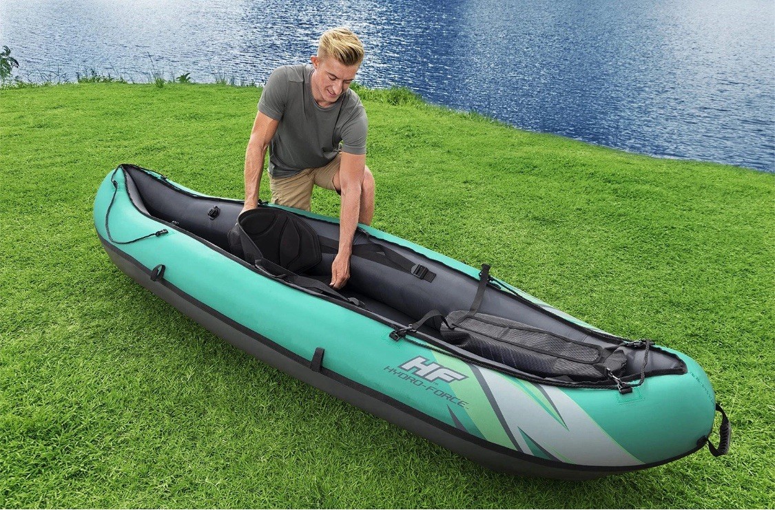 Hydro Force Inflatable Kayak Set | Includes Seat, Paddle, Hand Pump, Storage Car