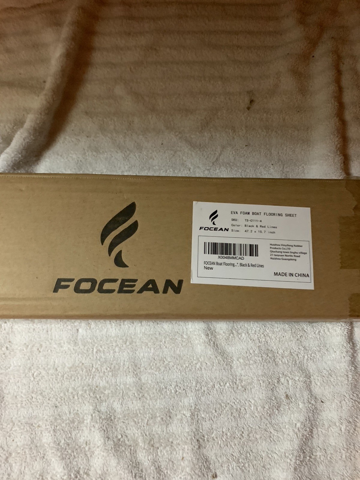 Focean EVA Foam Boat Flooring Sheet. 47.2″ X 15.7″ Size. Black With Red Lines.