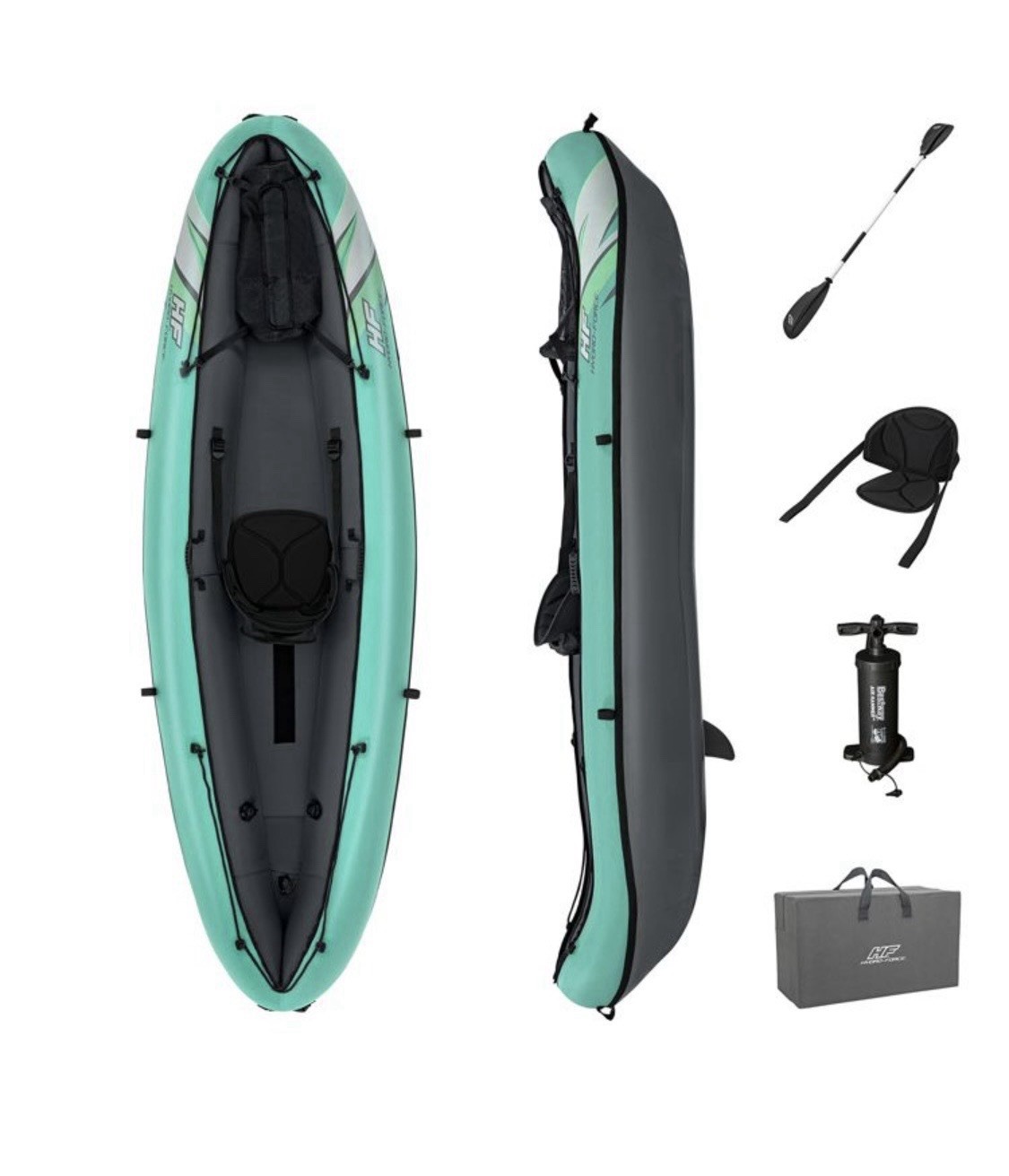 Hydro Force Inflatable Kayak Set | Includes Seat, Paddle, Hand Pump, Storage Car
