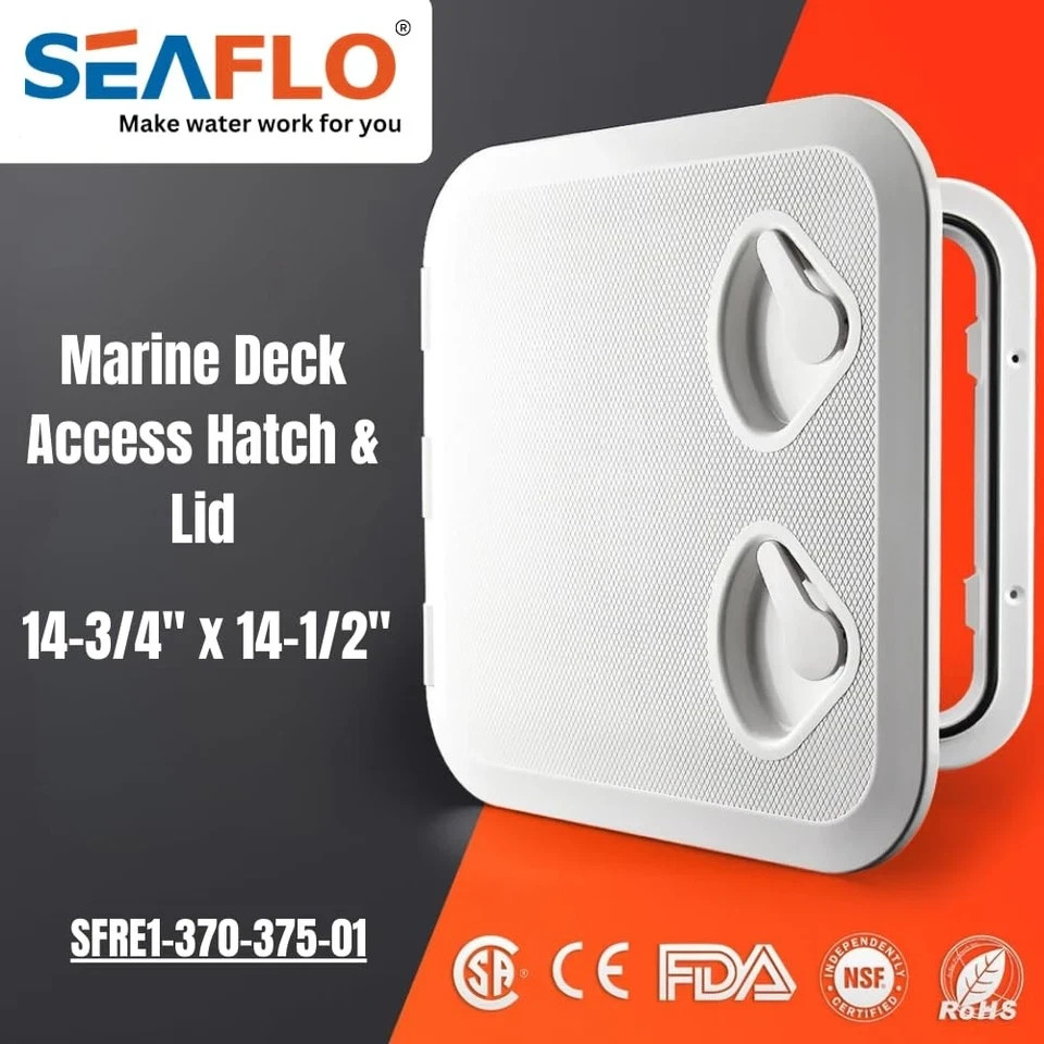 Marine Boat Deck Access Hatch & Lid 14-3/4 x 14-1/2, White, 370mm x 375mm