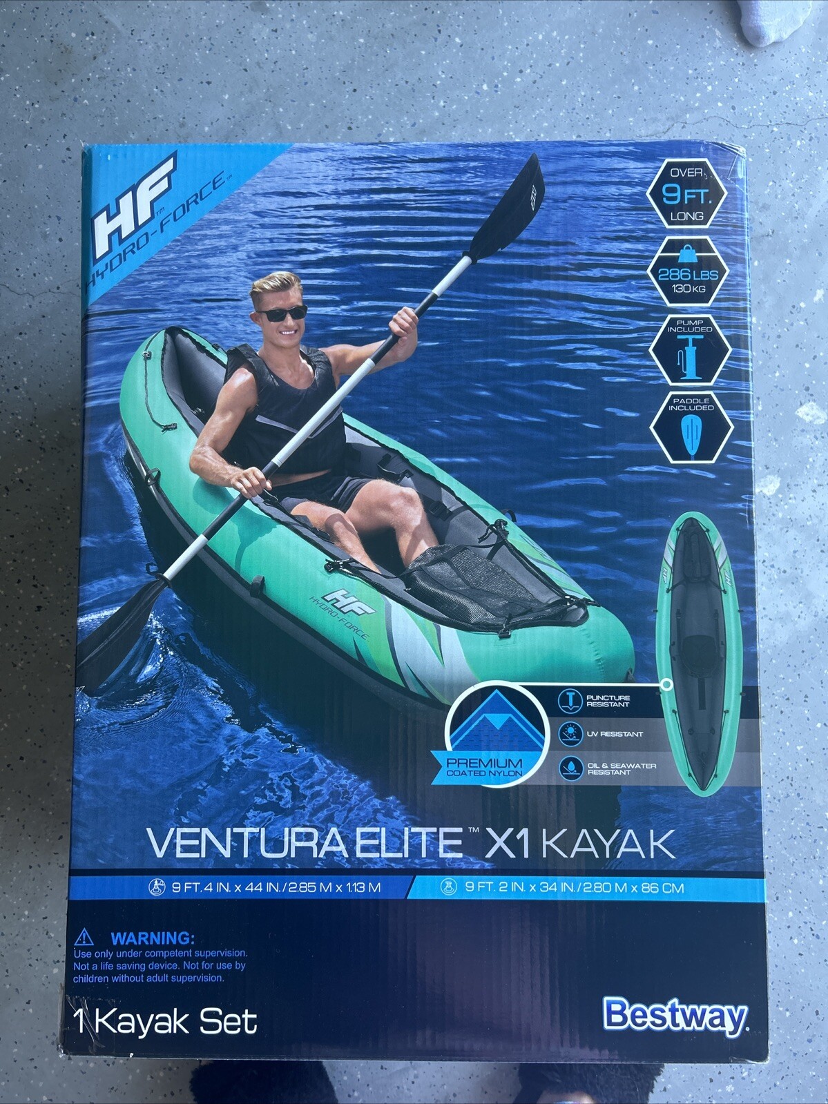 Bestway Hydro Force Inflatable Kayak Set – 1-Person Ventura Elite – Green